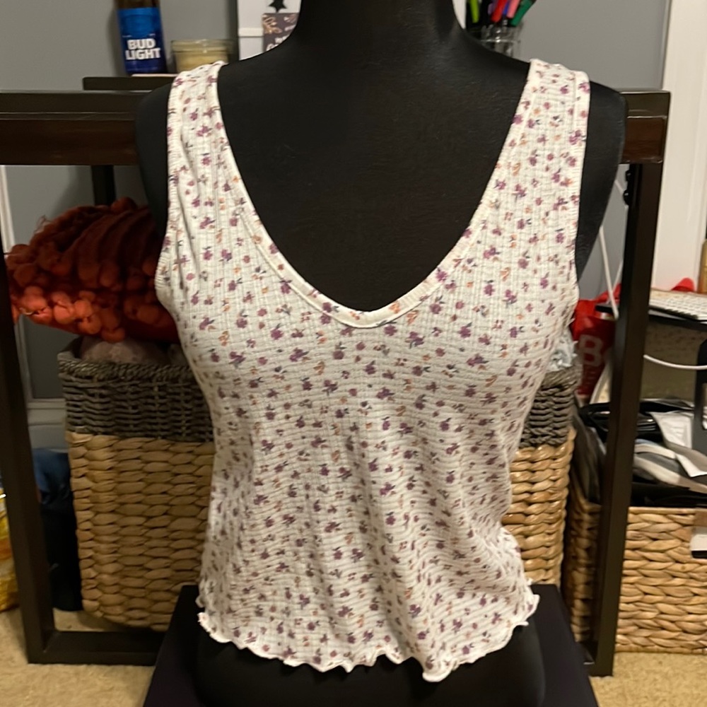 Caution to the Wind Floral V-neck Tank